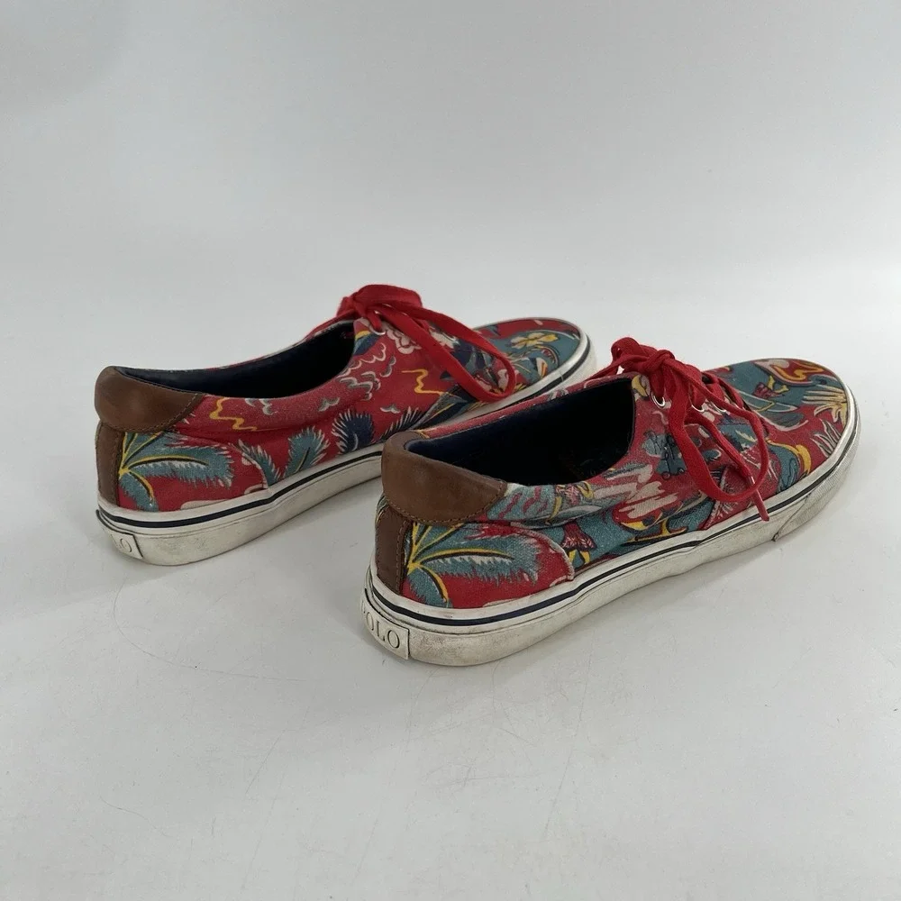 Polo Ralph Lauren Canvas Mens Sneaker Hoffman Thorton Boat Lace Up 10.5 Hawaiian